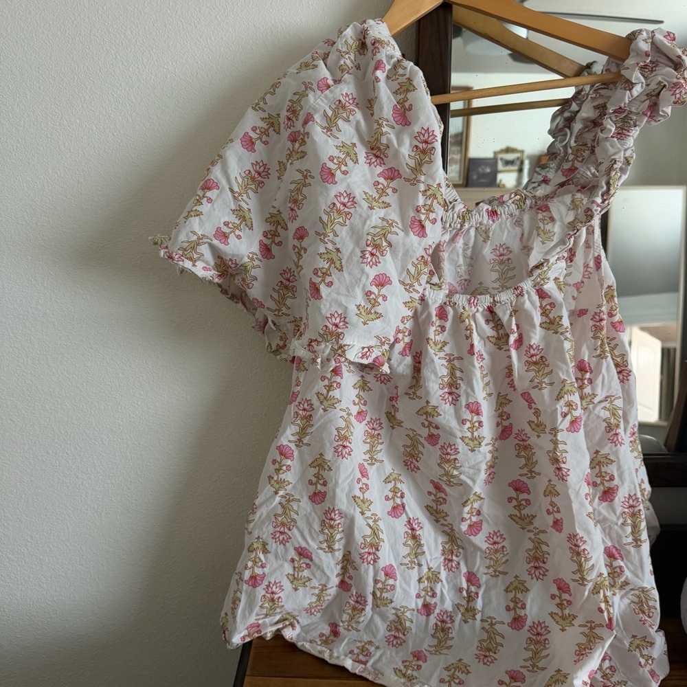 Piyama Nicolette pink floral pajama set 100% cotton size XL